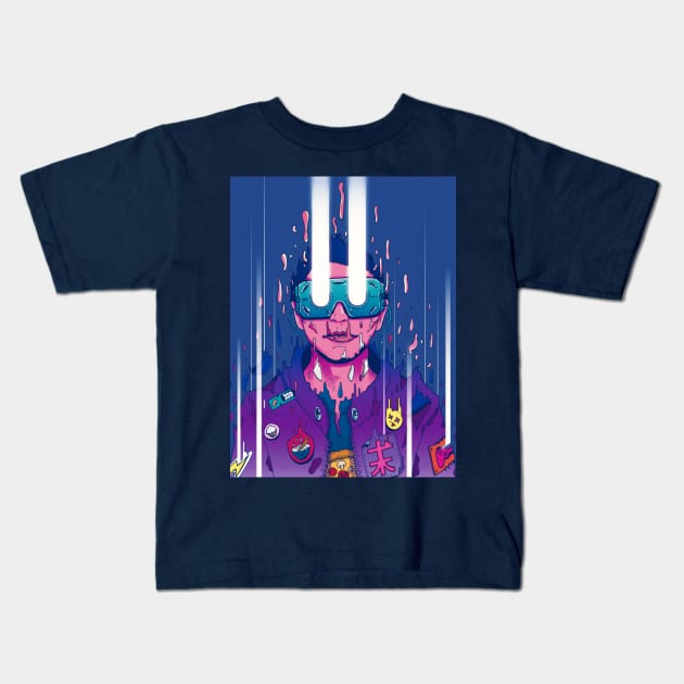 Cyberpunk afterlife soul transmission! Kids T-Shirt by PowKapowCreations